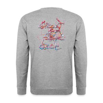 Graffiti-Stil Splash Hip Hop Farben Malfarbe - Unisex Pullover - Weißgrau meliert - Hinten - Michal (187cm)