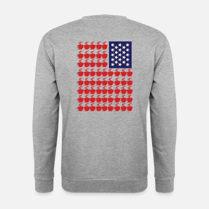 Unique US flags AND cup coffee - Unisex Pullover - Weißgrau meliert
