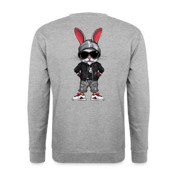 HIP HOP BUNNY - Unisex Pullover - Weißgrau meliert - Hinten - Michal (187cm)