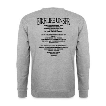 Bikelifeunser - Unisex Pullover - Weißgrau meliert - Hinten - Michal (187cm)