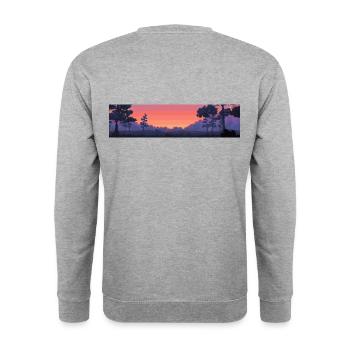 Verpixelter Sonnenuntergnag - Unisex Pullover - Weißgrau meliert - Hinten - Michal (187cm)