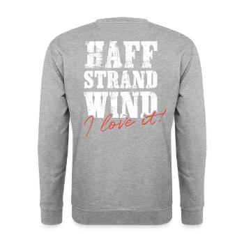 Haff Strand Wind – I love it! - Unisex Sweatshirt - salt & pepper - Back - Michal (187cm)