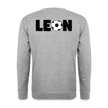 Leon Name Junge Geschenk - Unisex Pullover - Weißgrau meliert - Hinten - Michal (187cm)