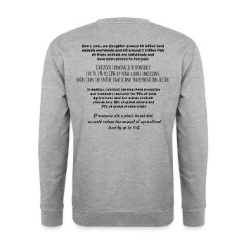Faits sur l’élevage #1 (sans icônes) - Sweat-shirt Unisexe - gris chiné - Dos - Michal (187cm)