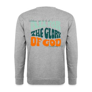 All for the glory of god - UNITED - Unisex Sweatshirt - salt & pepper - Back - Michal (187cm)