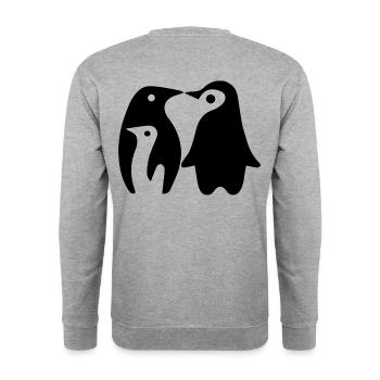 Pinguine - Unisex Pullover - Weißgrau meliert - Hinten - Michal (187cm)