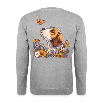 Beagle avec papillon - Sweat-shirt Unisexe - gris chiné - Dos - Michal (187cm)