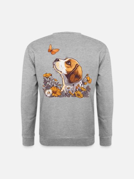 Beagle with butterfly - Unisex Sweatshirt - salt & pepper