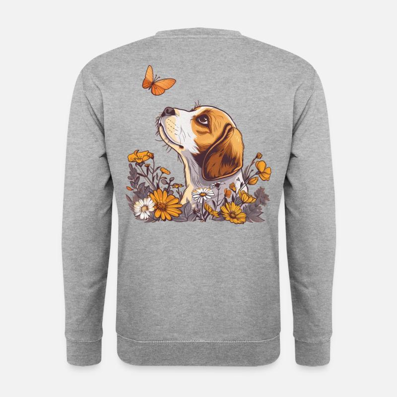 Beagle with butterfly - Unisex Sweatshirt - salt & pepper