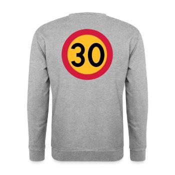 30 kph Road Sign Vector Design - Unisex Sweatshirt - salt & pepper - Back - Michal (187cm)