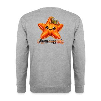 Fuchsfisch-Seestern - Unisex Pullover - Weißgrau meliert - Hinten - Michal (187cm)