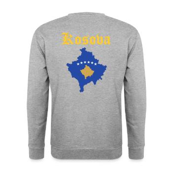 Kosovo Design - Unisex Pullover - Weißgrau meliert - Hinten - Michal (187cm)