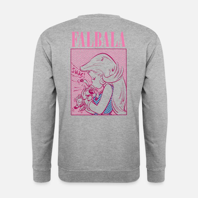 Asterix & Obelix Falbala Küsst Idefix - Unisex Pullover - Weißgrau meliert