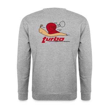 Turbo Schnecke - Unisex Pullover - Weißgrau meliert - Hinten - Michal (187cm)