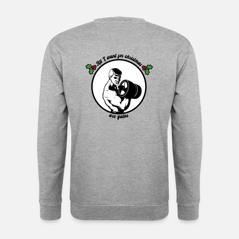 All I want for christmas are gains - Unisex Pullover - Weißgrau meliert