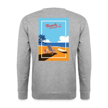 Beach ... all Summer long - Sommer, Sonne, Strand - Unisex Pullover - Weißgrau meliert - Hinten - Michal (187cm)