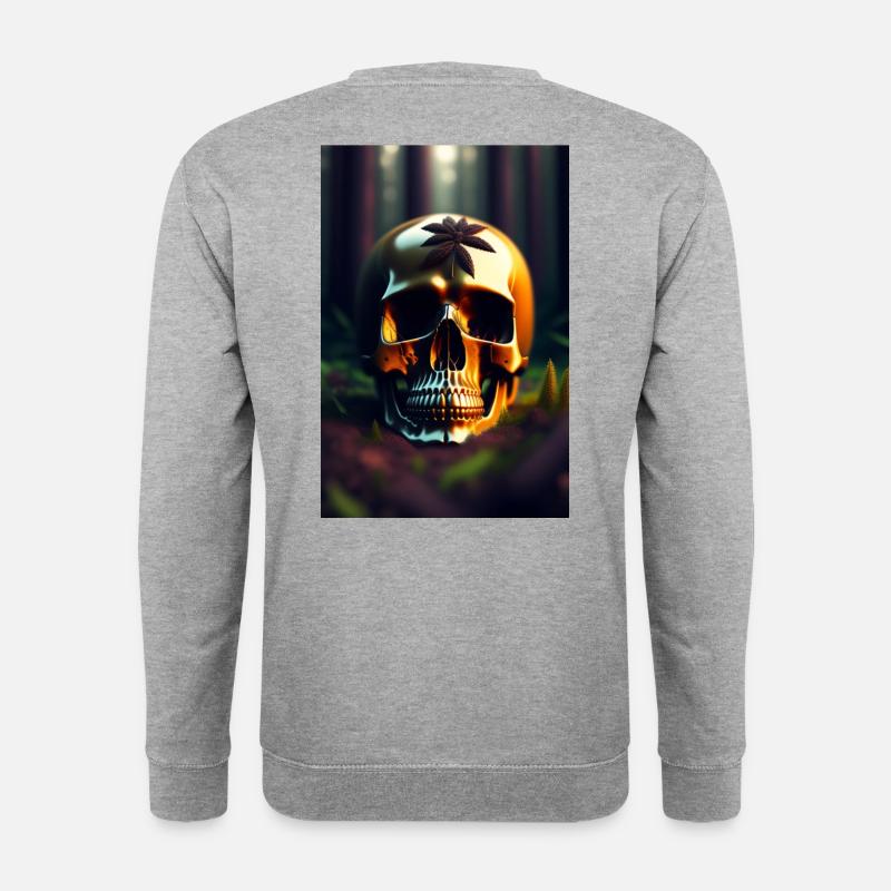 Weed Skull - Unisex Pullover - Weißgrau meliert