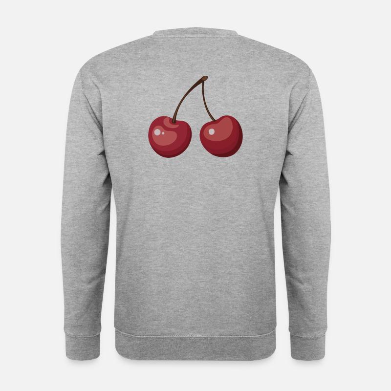 Cheries - Druck auf der Rückseite - Unisex Pullover - Weißgrau meliert