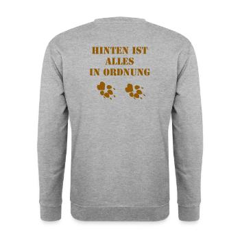 Ich führe hinten - Unisex Pullover - Weißgrau meliert - Hinten - Michal (187cm)