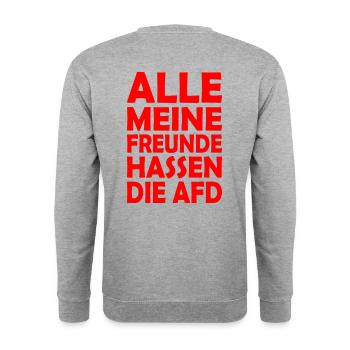 alle meine freunde hassen die afd - Unisex Pullover - Weißgrau meliert - Hinten - Michal (187cm)