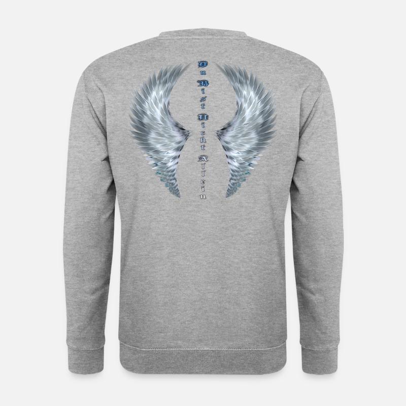 Flügel - Du bist nicht allein.. - Unisex Pullover - Weißgrau meliert