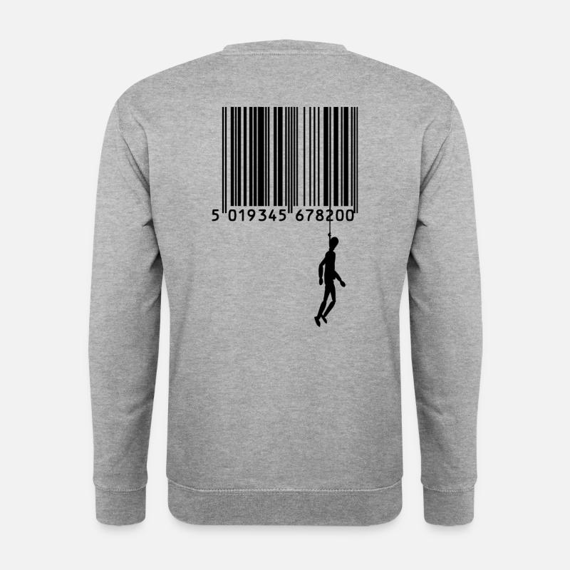 Marionette am Barcode - Unisex Pullover - Weißgrau meliert
