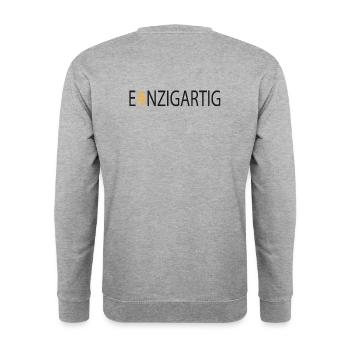 Einzigartig - Unisex Pullover - Weißgrau meliert - Hinten - Michal (187cm)