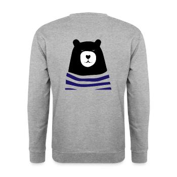 Ours en pull - Sweat-shirt Unisexe - gris chiné - Dos - Michal (187cm)