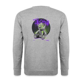 🔊 "Groove with Techno Bear." Shirt 🔊 - Unisex Sweatshirt - salt & pepper - Back - Michal (187cm)