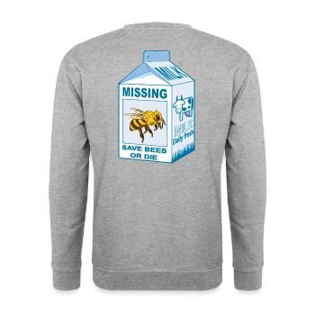 Missing: Bees - Where are our bees? - Unisex Sweatshirt - salt & pepper - Back - Michal (187cm)