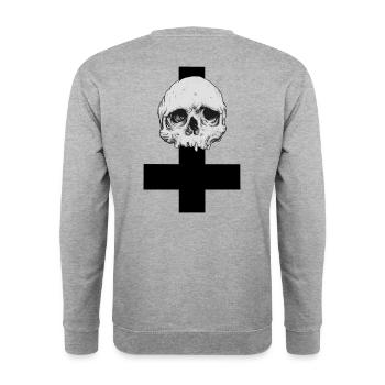 Skull inverted cross - Unisex Sweatshirt - salt & pepper - Back - Michal (187cm)