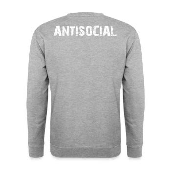 Antisocial - Weiß - Unisex Pullover - Weißgrau meliert - Hinten - Michal (187cm)