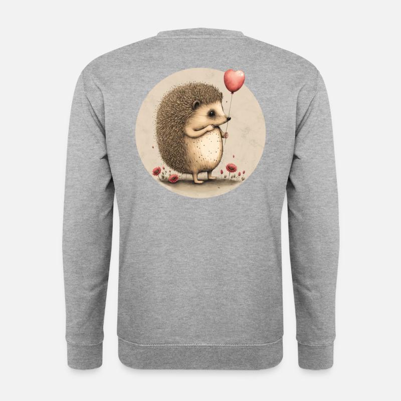 Igel mit Herz-Ballon - Unisex Pullover - Weißgrau meliert