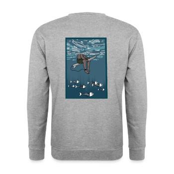 Only dead fish - Unisex Sweatshirt - salt & pepper - Back - Michal (187cm)