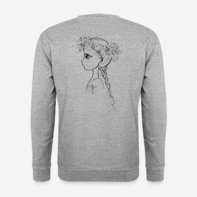 Blumenmaedchen sw - Unisex Pullover - Weißgrau meliert