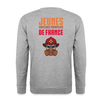 Junge Feuerwehrleute aus Frankreich - Unisex Pullover - Weißgrau meliert - Hinten - Michal (187cm)