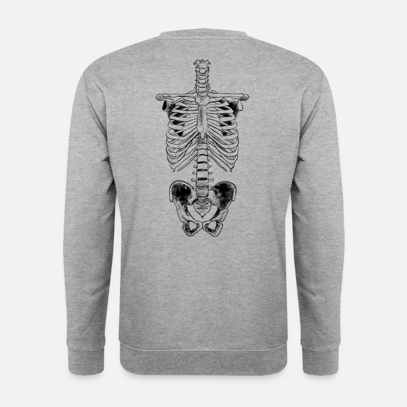 Skelett Knochen Mensch Brustkorb Anatomie - Unisex Pullover - Weißgrau meliert