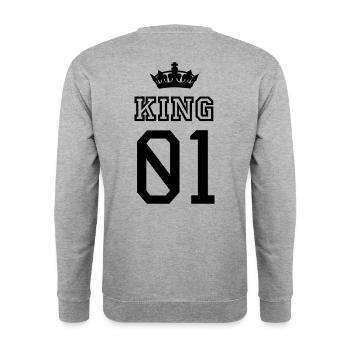 KING - Unisex Sweatshirt - salt & pepper - Back - Michal (187cm)