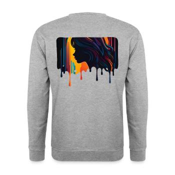 Femme aux coups de pinceau vifs - Sweat-shirt Unisexe - gris chiné - Dos - Michal (187cm)