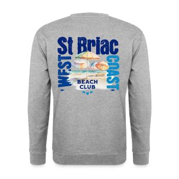 St. Briac Beach Club - Unisex Pullover - Weißgrau meliert - Hinten - Michal (187cm)