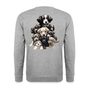 Niedliche Hunde - Unisex Pullover - Weißgrau meliert - Hinten - Michal (187cm)