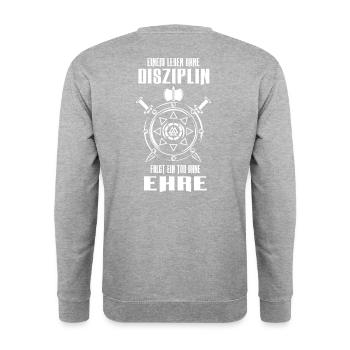 Einem Leben ohne Desziplin folgt ein Tod ohne Ehre - Unisex Pullover - Weißgrau meliert - Hinten - Michal (187cm)