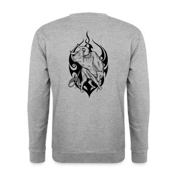 Stier Stamme - Unisex Pullover - Weißgrau meliert - Hinten - Michal (187cm)