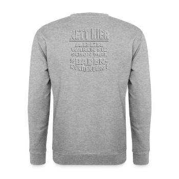 Nett hier - BADEN WüRTTEMBERG embossed - Unisex Pullover - Weißgrau meliert - Hinten - Michal (187cm)