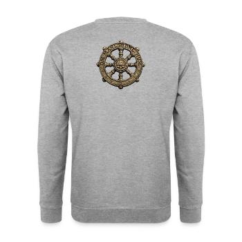 Roue du Lotus Dharma Om Mani Padme Hum - Sweat-shirt Unisexe - gris chiné - Dos - Michal (187cm)