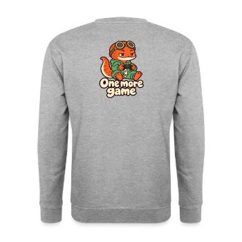 Sleepy Gamer Salamander – Noch ein Spiel - Unisex Pullover - Weißgrau meliert - Hinten - Michal (187cm)
