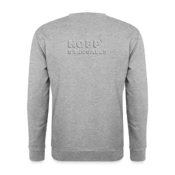 Hopp Sanggalle Kult-Spruch - embossed 3D - Unisex Pullover - Weißgrau meliert - Hinten - Michal (187cm)
