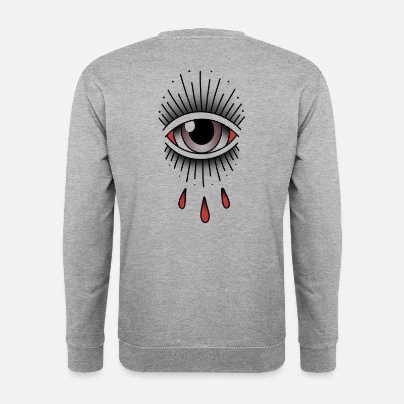 Auge old school - Unisex Pullover - Weißgrau meliert