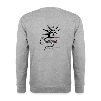 libre quelque part - Sweat-shirt Unisexe - gris chiné - Dos - Michal (187cm)