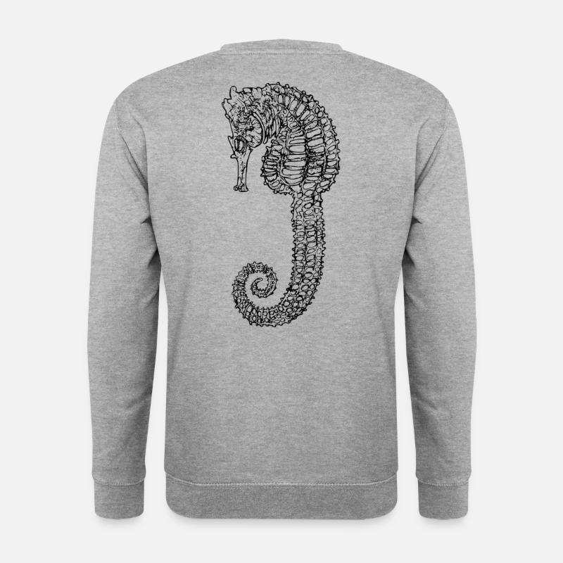 Seepferd Skelett Knochen Schädel Meer Aquarium - Unisex Pullover - Weißgrau meliert
